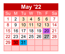 District School Academic Calendar for Edison El for May 2022