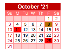 District School Academic Calendar for Gainesville J J A E P for October 2021