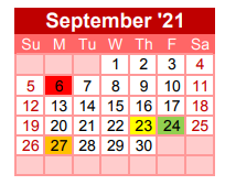 District School Academic Calendar for Gainesville Alter Ed for September 2021