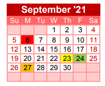 District School Academic Calendar for Gainesville Head Start for September 2021