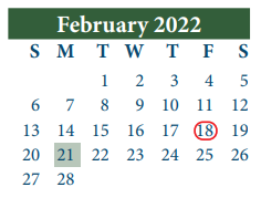 District School Academic Calendar for Highpoint School East (daep) for February 2022