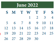 District School Academic Calendar for North Shore Senior High for June 2022
