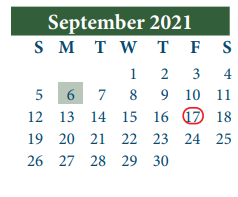 District School Academic Calendar for Cunningham Middle for September 2021