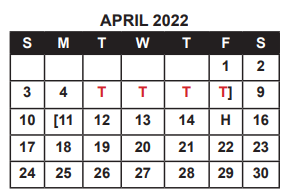 District School Academic Calendar for Central Middle for April 2022