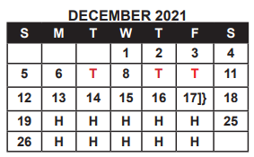 District School Academic Calendar for Student Alter Instr Lrn School(sai for December 2021