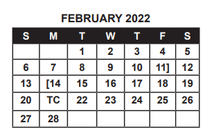 District School Academic Calendar for Parker Elementary for February 2022