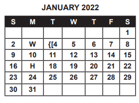 District School Academic Calendar for Parker Elementary for January 2022