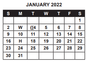 District School Academic Calendar for Student Alter Instr Lrn School(sai for January 2022