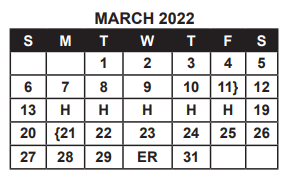 District School Academic Calendar for Austin Middle School for March 2022