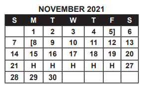 District School Academic Calendar for Morgan Elementary Magnet School for November 2021