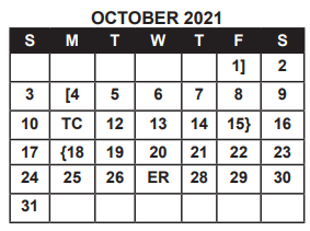 District School Academic Calendar for Student Alter Instr Lrn School(sai for October 2021
