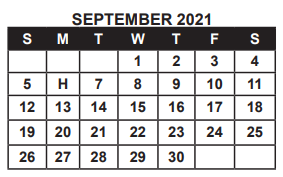 District School Academic Calendar for Charles B Scott Elementary for September 2021