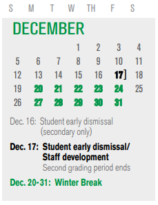 District School Academic Calendar for Freeman Elementary for December 2021