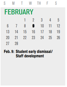 District School Academic Calendar for P I P for February 2022