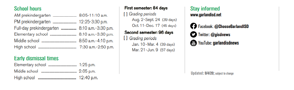 District School Academic Calendar Key for Southgate Elementary