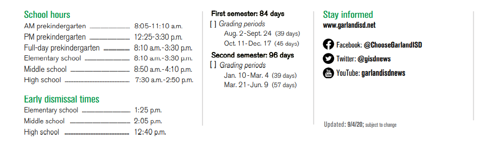 District School Academic Calendar Key for P I P
