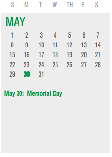 District School Academic Calendar for N Garland High School for May 2022