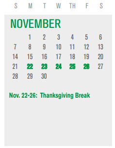 District School Academic Calendar for Brandenburg Middle for November 2021