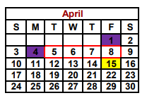 District School Academic Calendar for Nacogdoches County Daep Coop for April 2022