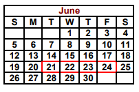 District School Academic Calendar for Nacogdoches County Daep Coop for June 2022