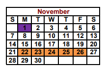 District School Academic Calendar for Nacogdoches County Daep Coop for November 2021