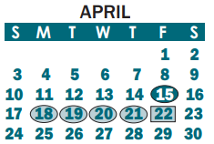 District School Academic Calendar for Gardner Park Elementary for April 2022
