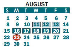 District School Academic Calendar for Southwest Middle for August 2021