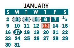 District School Academic Calendar for Ashbrook High for January 2022