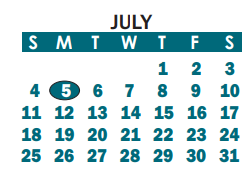 District School Academic Calendar for John Chavis Middle for July 2021