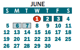 District School Academic Calendar for Warlick School for June 2022