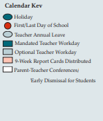 District School Academic Calendar Legend for Holbrook Middle