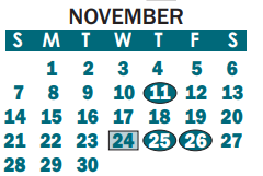 District School Academic Calendar for Carr Elementary for November 2021