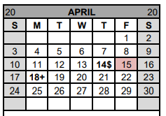 District School Academic Calendar for Gatesville J H for April 2022
