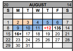 District School Academic Calendar for Gatesville Elementary for August 2021