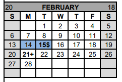 District School Academic Calendar for Gatesville J H for February 2022