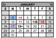 District School Academic Calendar for Gatesville Int for January 2022