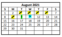 District School Academic Calendar for George West Primary for August 2021