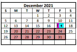 District School Academic Calendar for George West Elementary for December 2021