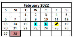 District School Academic Calendar for George West Primary for February 2022