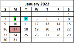 District School Academic Calendar for George West Primary for January 2022