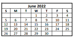 District School Academic Calendar for George West Primary for June 2022
