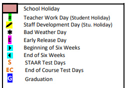 District School Academic Calendar Legend for George West Elementary