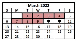 District School Academic Calendar for George West Elementary for March 2022