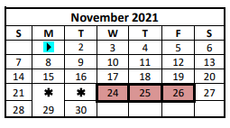 District School Academic Calendar for George West High School for November 2021