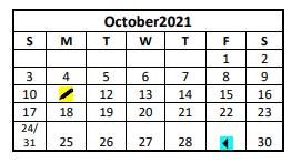 District School Academic Calendar for George West Primary for October 2021