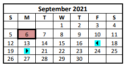 District School Academic Calendar for George West Elementary for September 2021