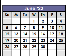 District School Academic Calendar for Frost Elementary School for June 2022
