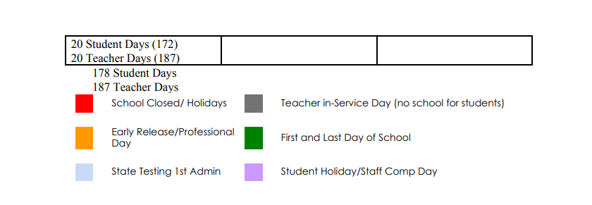 District School Academic Calendar Key for Village Elementary School