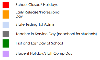 District School Academic Calendar Legend for Frost Elementary School
