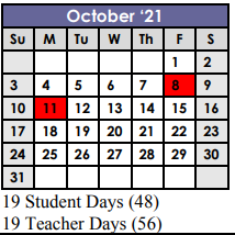 District School Academic Calendar for Frost Elementary School for October 2021